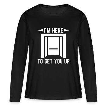 Drôle de mécanicien d’ascenseur, je suis là pour te remonter cadeau - T-shirt manches longues Premium bio Femme - noir - Devant - Julia (174cm)