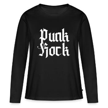 Typographie gothique du punk rock - T-shirt manches longues Premium bio Femme - noir - Devant - Julia (174cm)