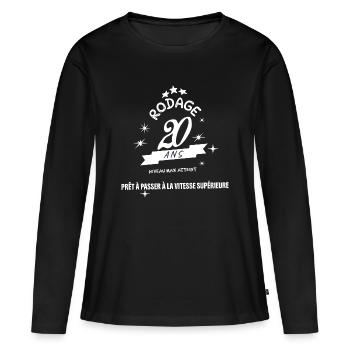 Fin De Rodage 20 Ans - Humour Auto - T-shirt manches longues Premium bio Femme - noir - Devant - Julia (174cm)