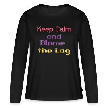 Reste calme et blâme le lag - T-shirt manches longues Premium bio Femme - noir - Devant - Julia (174cm)