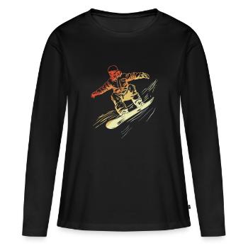 Style rétro du snowboardeur - T-shirt manches longues Premium bio Femme - noir - Devant - Julia (174cm)