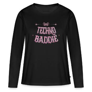 Techno Baddie Outfit - Rave Festival Techno Girl - Women's Premium Organic Long Sleeve Shirt - black - Front - Julia (174cm)