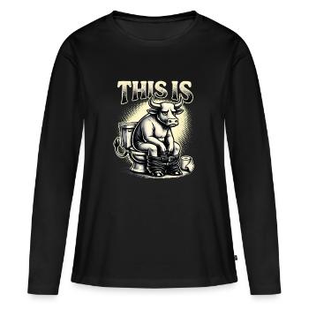C’est de l’humour de toilettes à la connerie - T-shirt manches longues Premium bio Femme - noir - Devant - Julia (174cm)