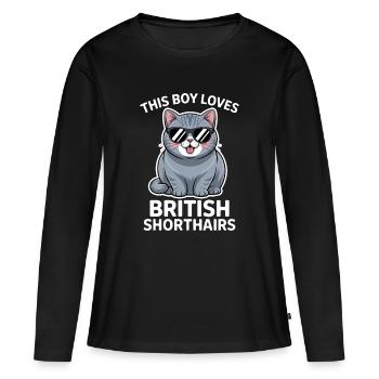 Dictons britanniques à poil court : cadeau drôle de chat - T-shirt manches longues Premium bio Femme - noir - Devant - Julia (174cm)