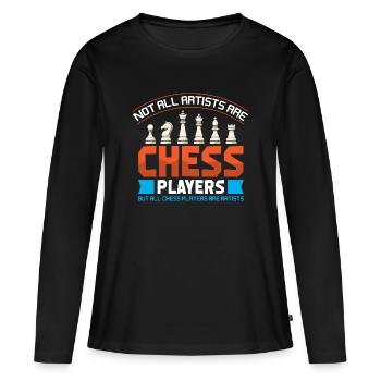 Échiquier des joueurs d’échecs - T-shirt manches longues Premium bio Femme - noir - Devant - Julia (174cm)