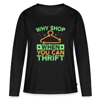 Acheteur d’occasion : Pourquoi faire ses achats quand on peut offrir un cadeau d’occasion - T-shirt manches longues Premium bio Femme - noir - Devant - Julia (174cm)