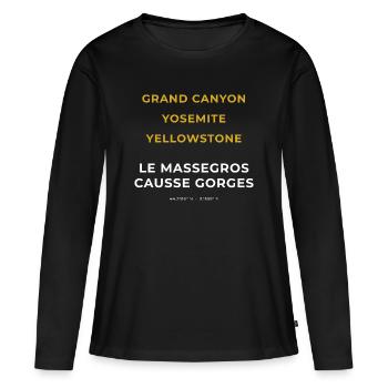 Le Massegros Causse Gorges Lozère - Grand Canyon - T-shirt manches longues Premium bio Femme - noir - Devant - Julia (174cm)