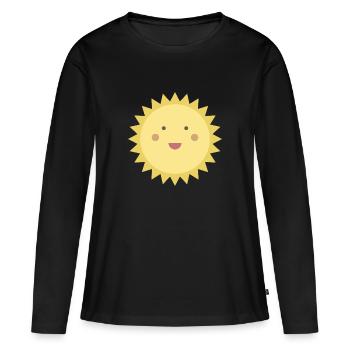 Soleil souriant - T-shirt manches longues Premium bio Femme - noir - Devant - Julia (174cm)