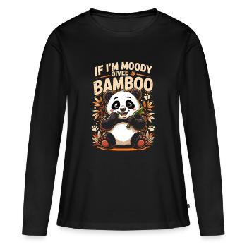 Si je suis lunatique, donne-moi du bambou en disant panda drôle - T-shirt manches longues Premium bio Femme - noir - Devant - Julia (174cm)