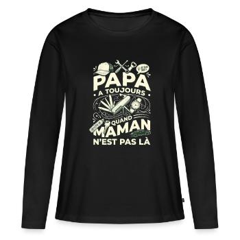 Cadeau Papa Bricoleur Humour Fête des Pères - T-shirt manches longues Premium bio Femme - noir - Devant - Julia (174cm)