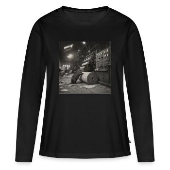 Beaver Paper Mill Industrial Retro Animal Crime - T-shirt manches longues Premium bio Femme - noir - Devant - Julia (174cm)