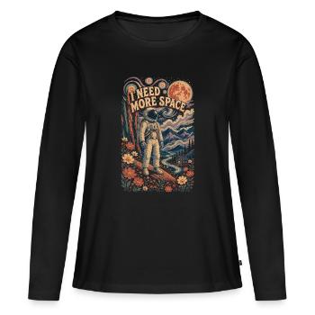 J’ai besoin de plus d’espace - T-shirt manches longues Premium bio Femme - noir - Devant - Julia (174cm)