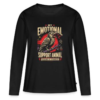 Soutien émotionnel crie Raven - T-shirt manches longues Premium bio Femme - noir - Devant - Julia (174cm)