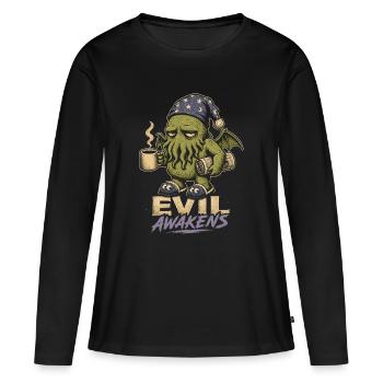 Evil Awakens : Café Cosmique - T-shirt manches longues Premium bio Femme - noir - Devant - Julia (174cm)