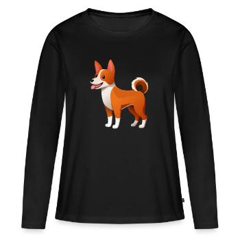 Little Basenji Dog (bande dessinée) - T-shirt manches longues Premium bio Femme - noir - Devant - Julia (174cm)