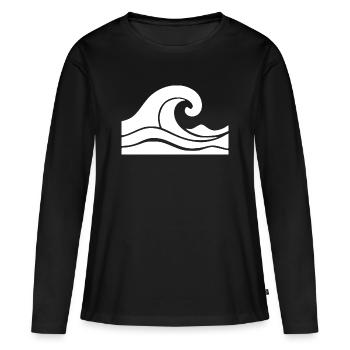 Cadeau de vacances Wave Minimal Sea Beach - T-shirt manches longues Premium bio Femme - noir - Devant - Julia (174cm)