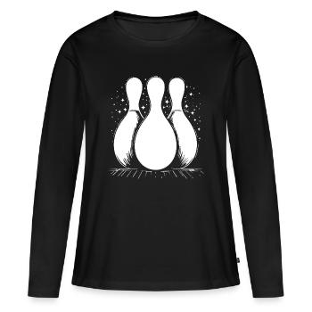 Quilles de bowling - T-shirt manches longues Premium bio Femme - noir - Devant - Julia (174cm)