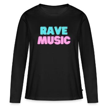 Musique rave Neon 3D - T-shirt manches longues Premium bio Femme - noir - Devant - Julia (174cm)