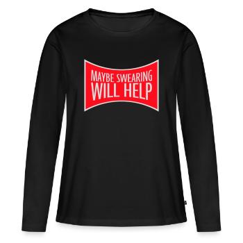 Peut-être que jurer aidera à rendre les propos sarcastiques explicites - T-shirt manches longues Premium bio Femme - noir - Devant - Julia (174cm)