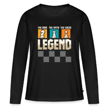 Schach Schachspieler Schachbrett - Frauen Premium Bio Langarmshirt - Schwarz - Vorne - Julia (174cm)