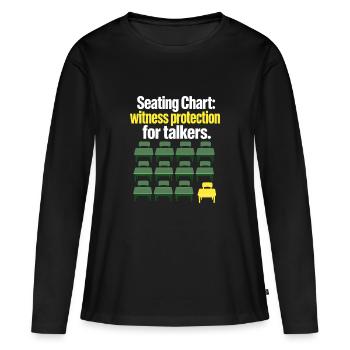 Blague drôle sur le plan de siège des professeurs et la protection des témoins - T-shirt manches longues Premium bio Femme - noir - Devant - Julia (174cm)