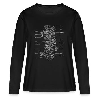 Engine Drawing, Engineer, Work Blocks and Mechanic - Women's Premium Organic Long Sleeve Shirt - black - Front - Julia (174cm)