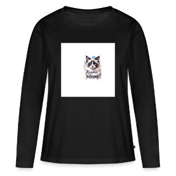 Ragdoll Maman Amour des Chats - T-shirt manches longues Premium bio Femme - noir - Devant - Julia (174cm)