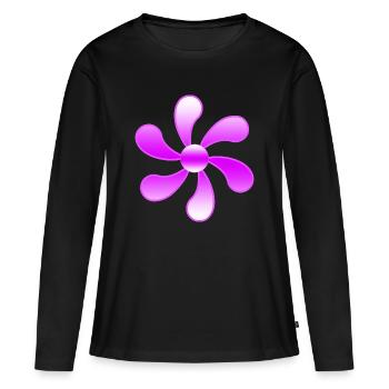 Fleur - T-shirt manches longues Premium bio Femme - noir - Devant - Julia (174cm)