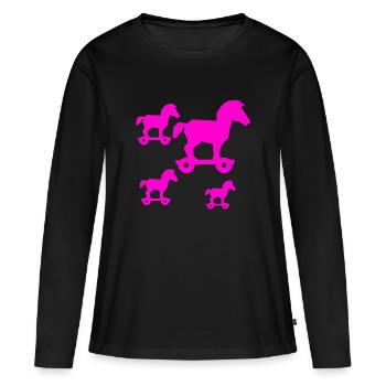 Chevaux - T-shirt manches longues Premium bio Femme - noir - Devant - Julia (174cm)