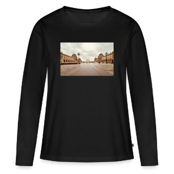 Pyramide du Louvre sur la place - T-shirt manches longues Premium bio Femme - noir - Devant - Julia (174cm)