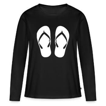 Flipflops_weiss_Sommer_Strand_Urlaub_Geschenk - T-shirt manches longues Premium bio Femme - noir - Devant - Julia (174cm)