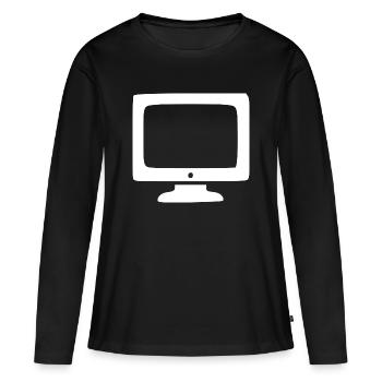 Rétro Computer White Vintage années 80 et 90 - T-shirt manches longues Premium bio Femme - noir - Devant - Julia (174cm)