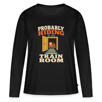 Salle du train Train Model Railway Model Railway Cadeau de Papa - T-shirt manches longues Premium bio Femme - noir - Devant - Julia (174cm)