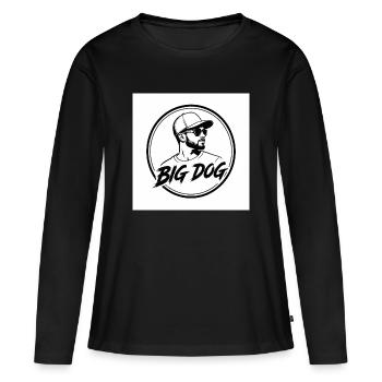 Big Dog Circle Portrait Tee - Women's Premium Organic Long Sleeve Shirt - black - Front - Julia (174cm)