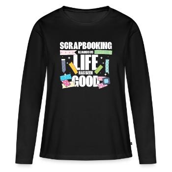 Scrapbooking Erinnerungen - Frauen Premium Bio Langarmshirt - Schwarz - Vorne - Julia (174cm)