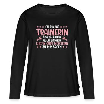Trainerin Chefin oder Meisterin Fußballtrainerin - Frauen Premium Bio Langarmshirt - Schwarz - Vorne - Julia (174cm)