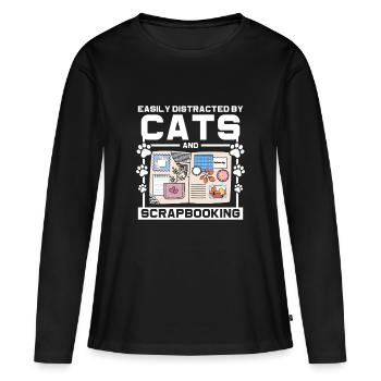 Chats et scrapbooking - T-shirt manches longues Premium bio Femme - noir - Devant - Julia (174cm)