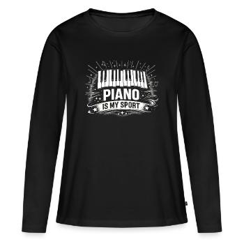 Cadeau drôle de piano pour pianiste et professeur - T-shirt manches longues Premium bio Femme - noir - Devant - Julia (174cm)