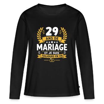 29 Ans de Mariage Toujours En Vie - T-shirt manches longues Premium bio Femme - noir - Devant - Julia (174cm)
