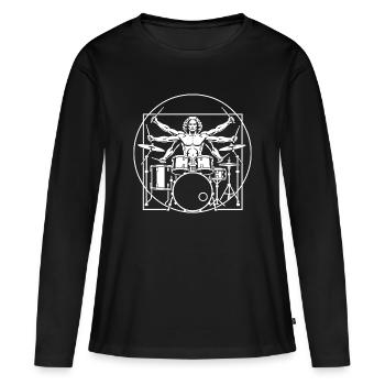 Da Vinci Batteur Vitruvian Musicien - T-shirt manches longues Premium bio Femme - noir - Devant - Julia (174cm)