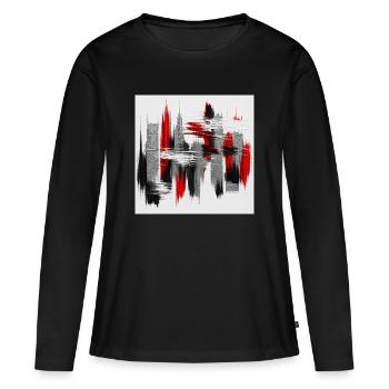 Abstraction Rouge Noir Gris - T-shirt manches longues Premium bio Femme - noir - Devant - Julia (174cm)