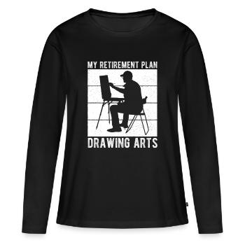 Drôle de peintre artistique : mon projet de retraite, cadeau de dessin - T-shirt manches longues Premium bio Femme - noir - Devant - Julia (174cm)