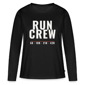 Équipe de course Running Marathon Team Run - T-shirt manches longues Premium bio Femme - noir - Devant - Julia (174cm)