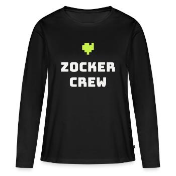 Gamer Crew Gamer Gaming Pixel Console Cadeau - T-shirt manches longues Premium bio Femme - noir - Devant - Julia (174cm)