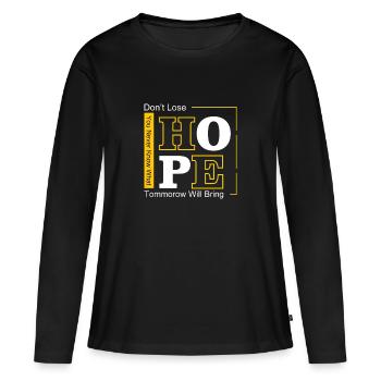Hope HOPE Conception d’une faute de frappe - T-shirt manches longues Premium bio Femme - noir - Devant - Julia (174cm)