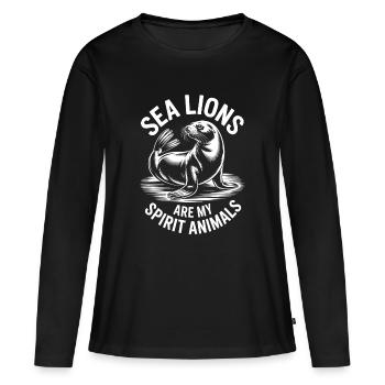 Paroles du Lion de Mer Cadeau drôle du Lion de mer - T-shirt manches longues Premium bio Femme - noir - Devant - Julia (174cm)