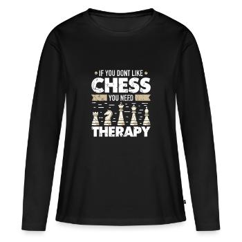 Échiquier des joueurs d’échecs - T-shirt manches longues Premium bio Femme - noir - Devant - Julia (174cm)
