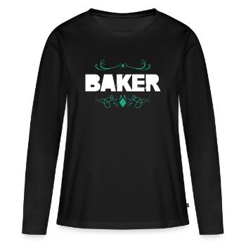 Typographie décorative de Baker - T-shirt manches longues Premium bio Femme - noir - Devant - Julia (174cm)