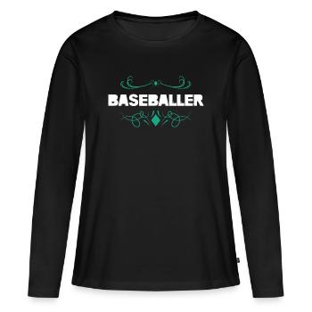 Style d’ornement de baseball - T-shirt manches longues Premium bio Femme - noir - Devant - Julia (174cm)