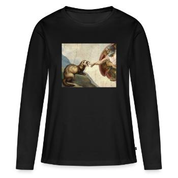 Le mème du furet bat le furet de la main de Dieu - T-shirt manches longues Premium bio Femme - noir - Devant - Julia (174cm)